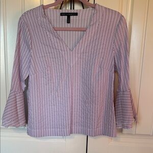 White House Black Market Pink and White Striped Blouse